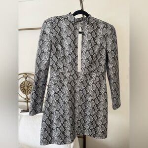 PU leather snakeskin print cutout from backless mini dress